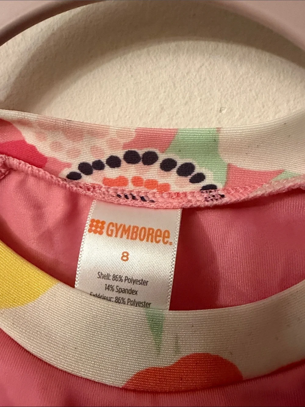 Gymboree Pink Floral Heart Rashguard with Multicolor Flower Sleeves 99